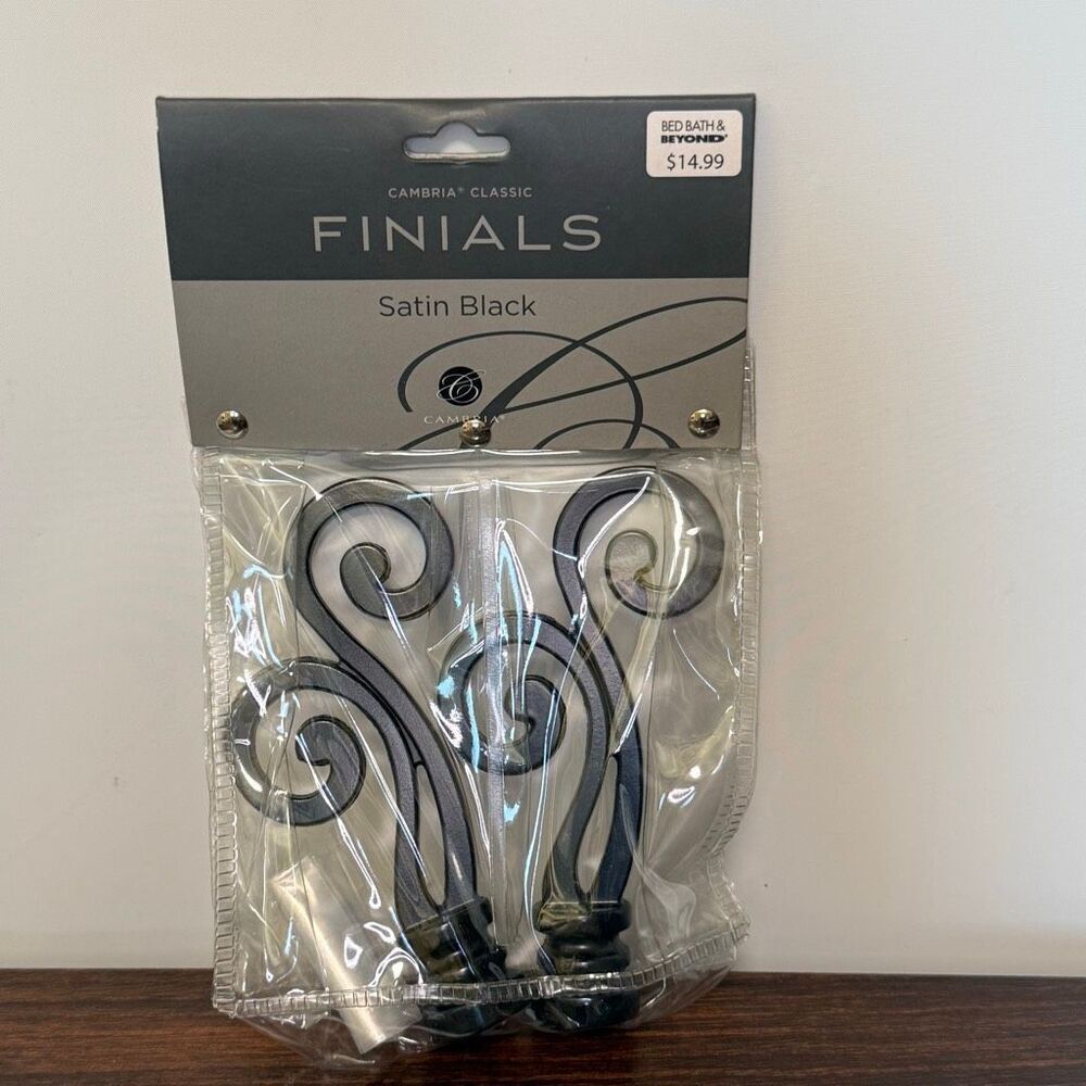 Cambria Classic Finials satin black 5” NIB